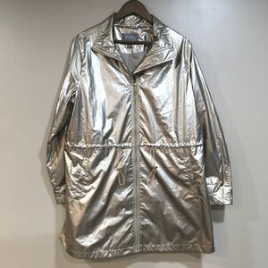 Jessica London Metallic Gold Light Jacket Womens 16W Champagne Windbreaker Glam